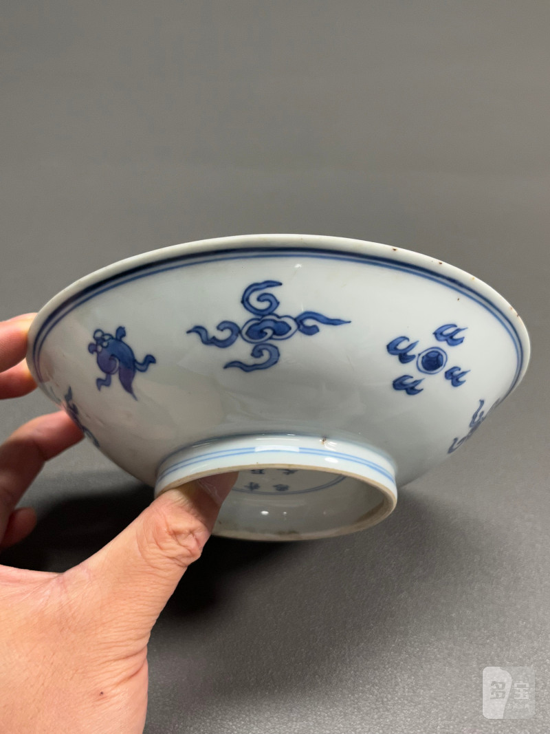清康熙 青花云鹤纹盘 - 图10